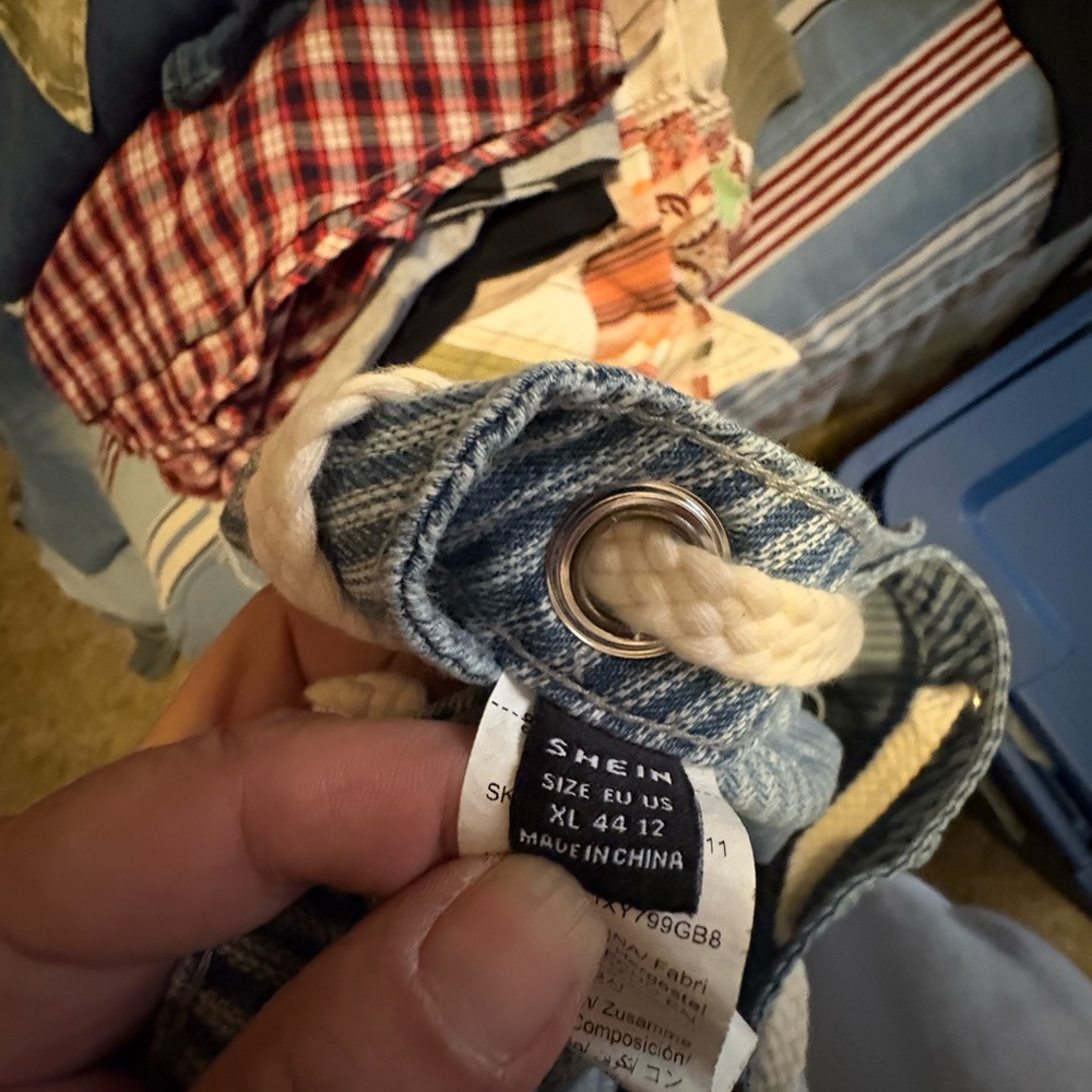 SHEIN Blue & White Striped Drawstring Shorts